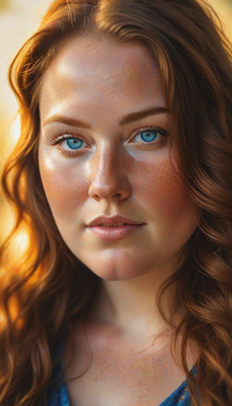 Beautiful Plus-Size Woman Portrait in Digital Art Style