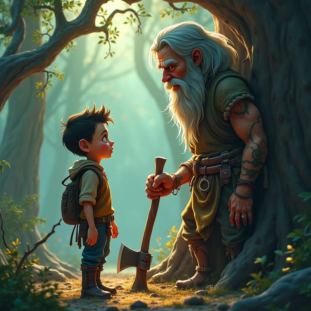 Father and Son in Mystical Forest: An Unreal Engine 5 Render