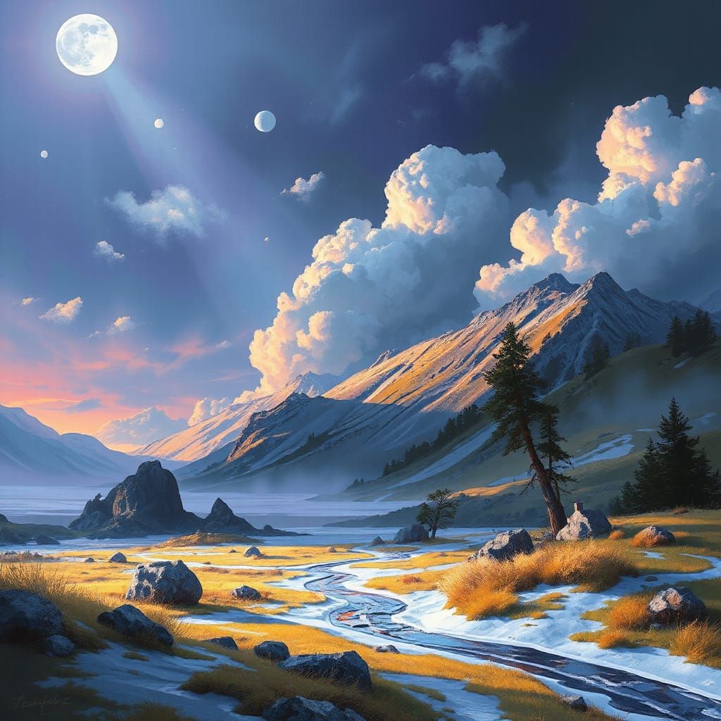 Serene Landscape of Light and Dark