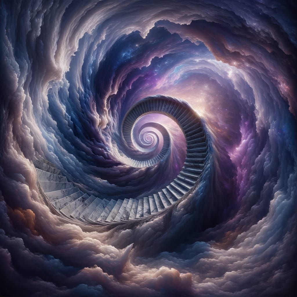 Infinite Spiral Staircase in Cosmic Nebula
