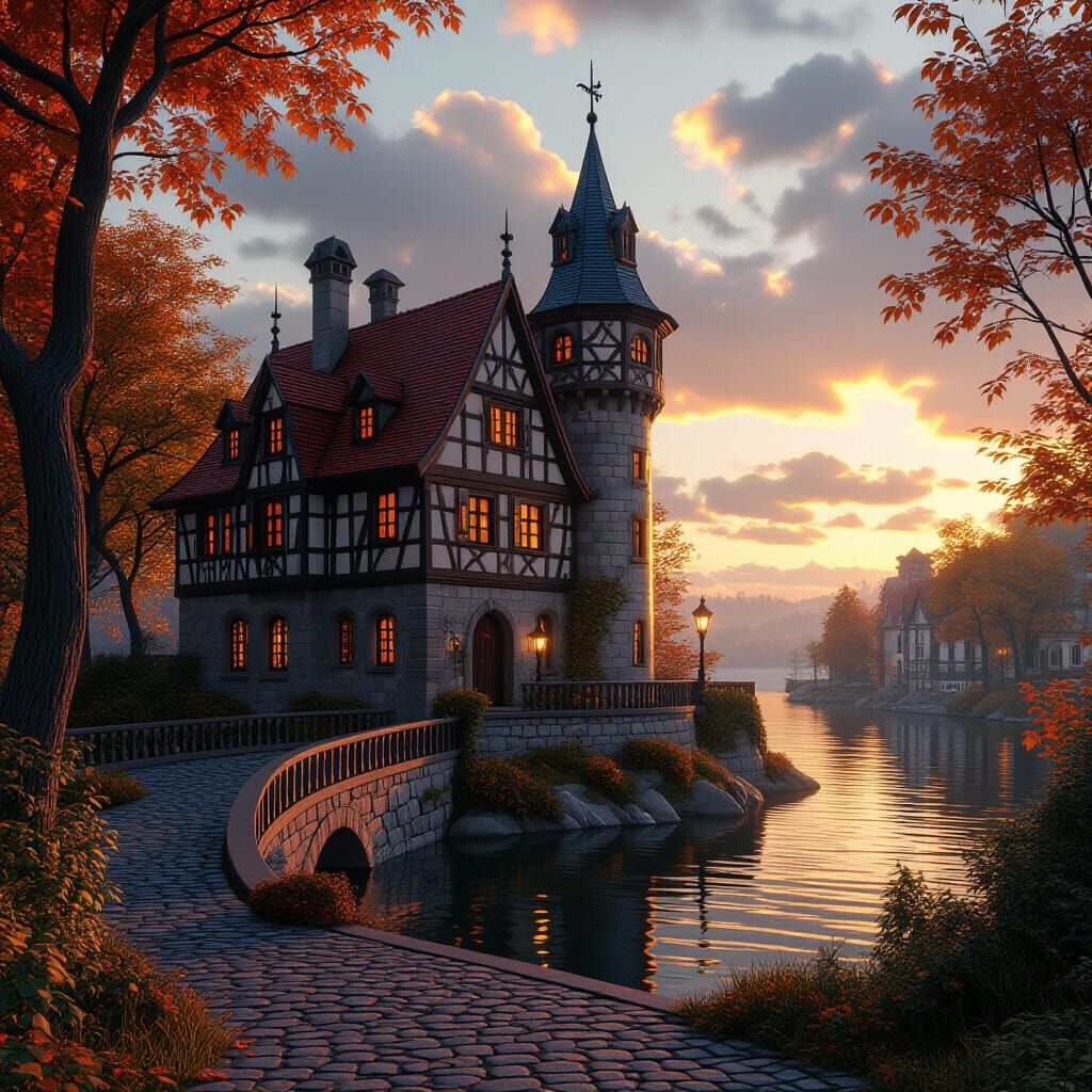 Fantastical Autumn Landscape in Deep, Complementary Colors