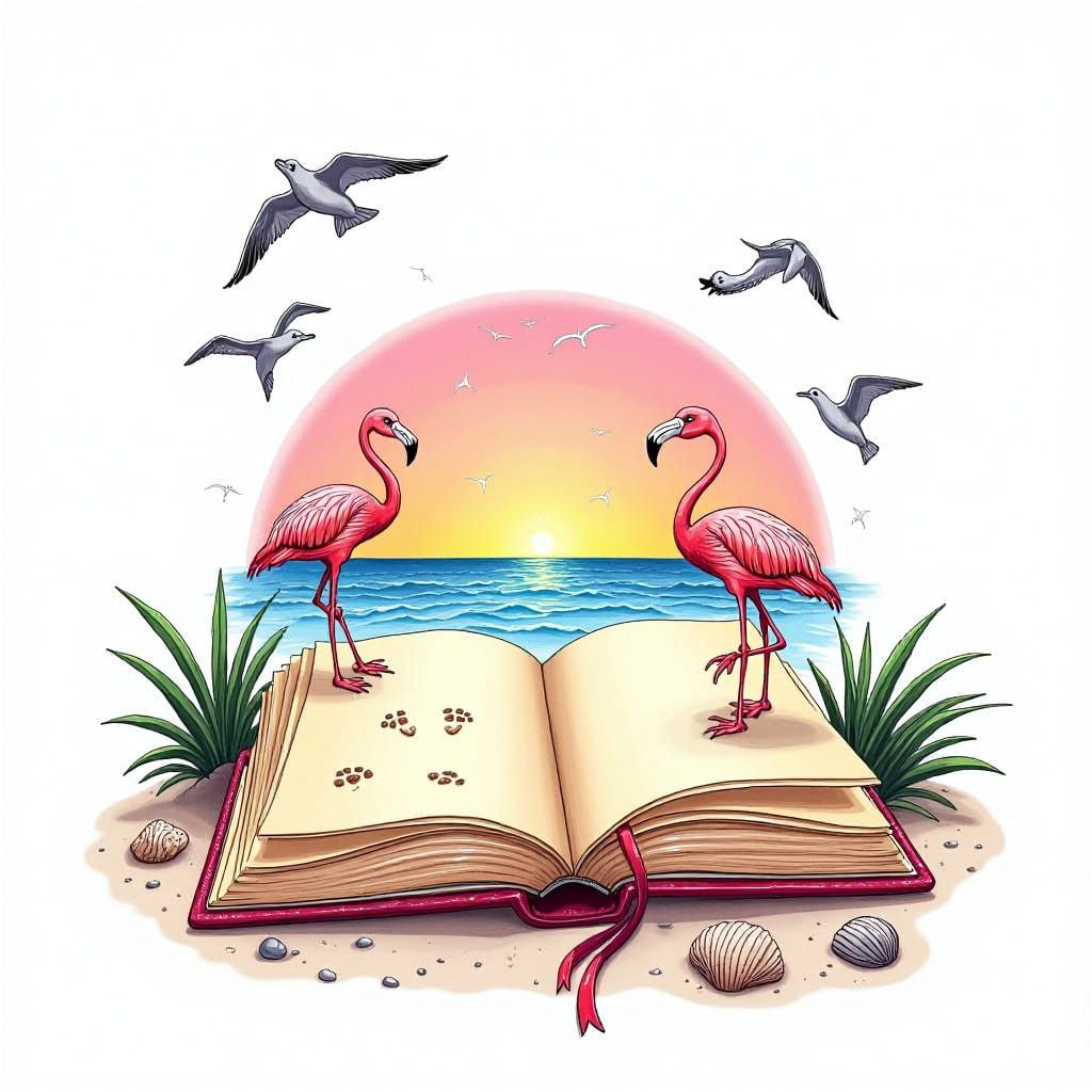 Vibrant Beach Scene Inside Open Notebook, Pop Art Style