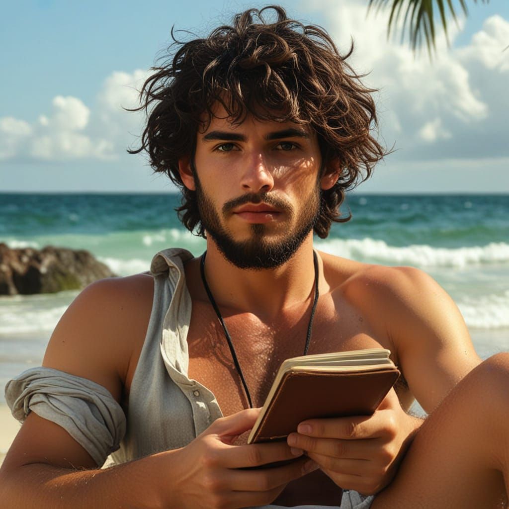 Rugged Noble Savage on Exotic Island