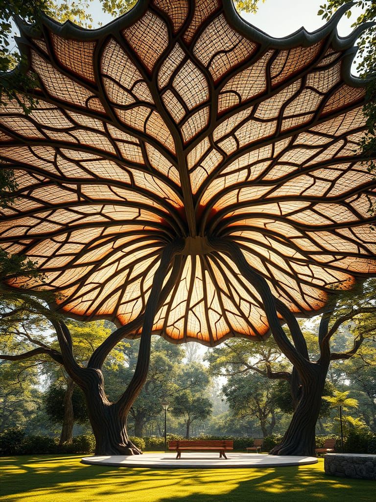 Ethereal Park Canopy in Cyberpunk Style