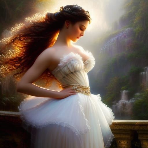 Graceful Ballerina Pirouette in Dreamy Flower Meadow