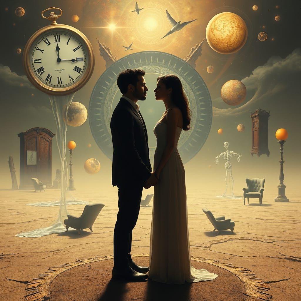 Dreamlike Encounter in a Surreal Landscape