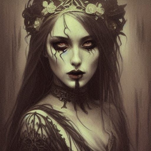 Ethereal Vampire in Dark Fantasy Gothic Oil Painting