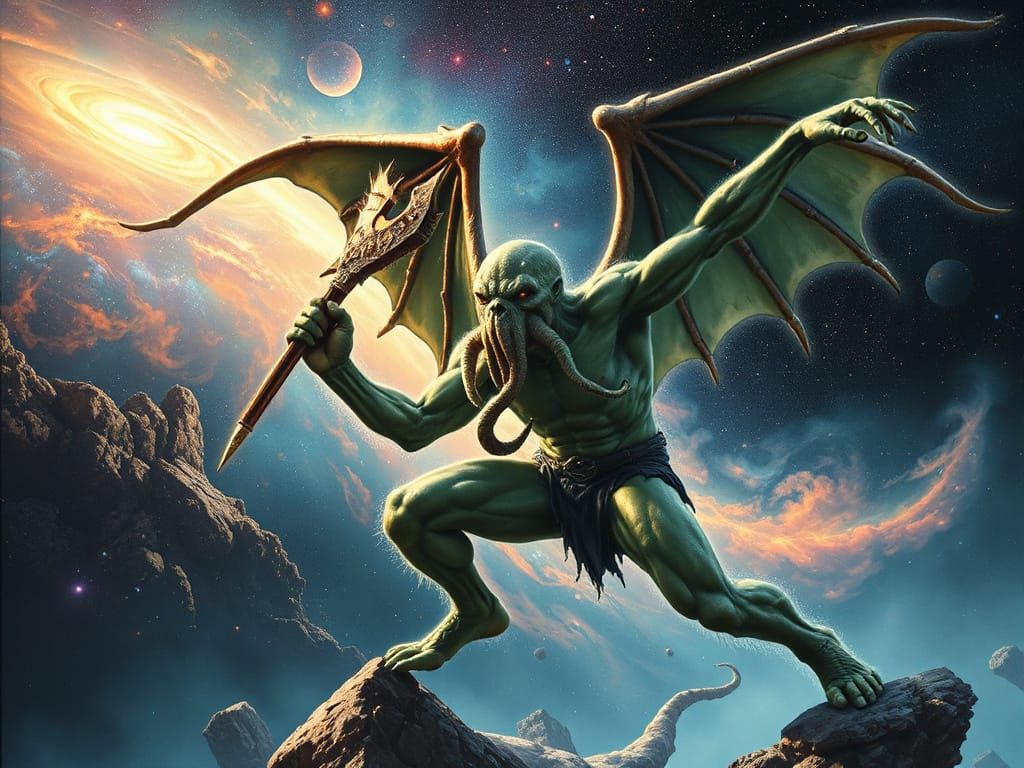 Cthulhu in Nebula, Fantasy Illustration Style