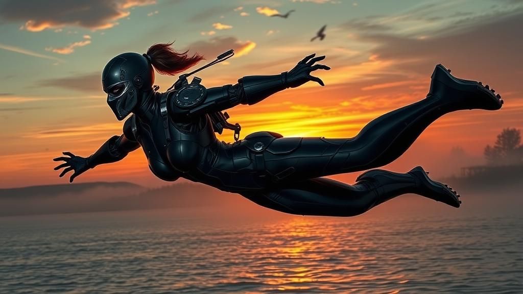 Cyborg Ninja Flies Over Ontario Waterfront