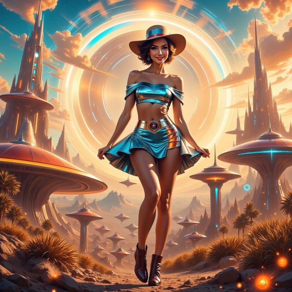 Retro-Future Cowgirl Ready to Ride