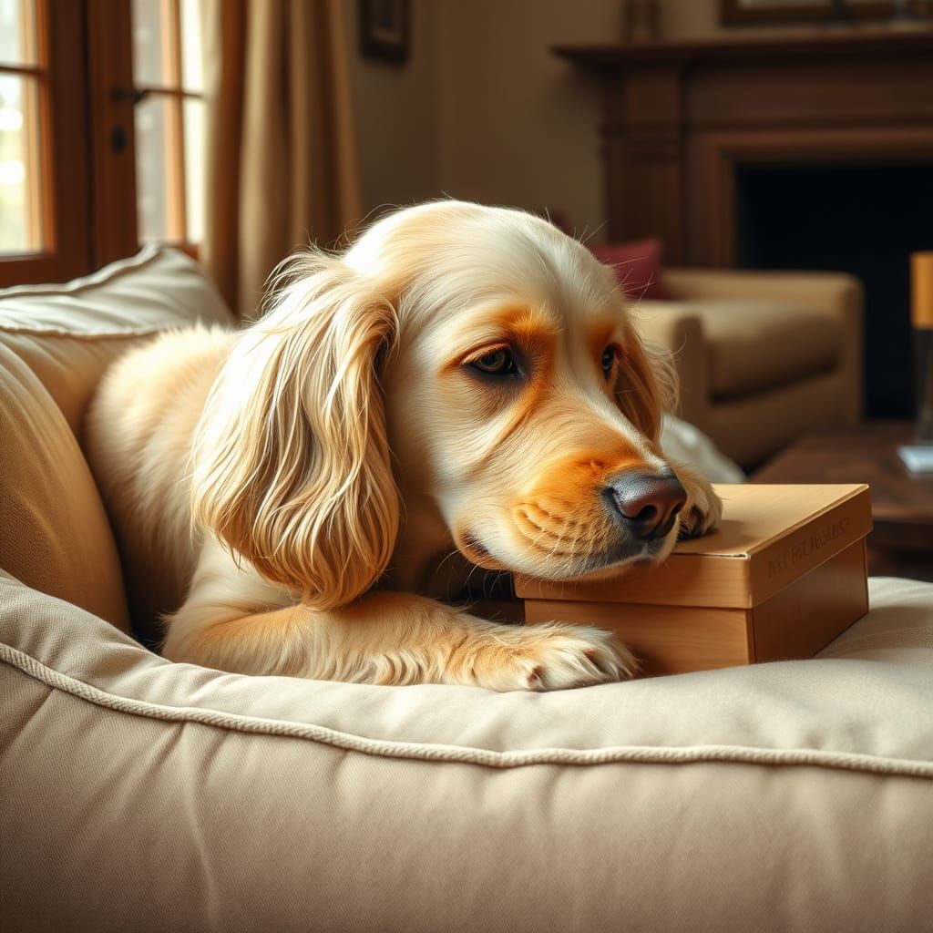 Cocker Spaniel with Silky Coat in Cozy Room