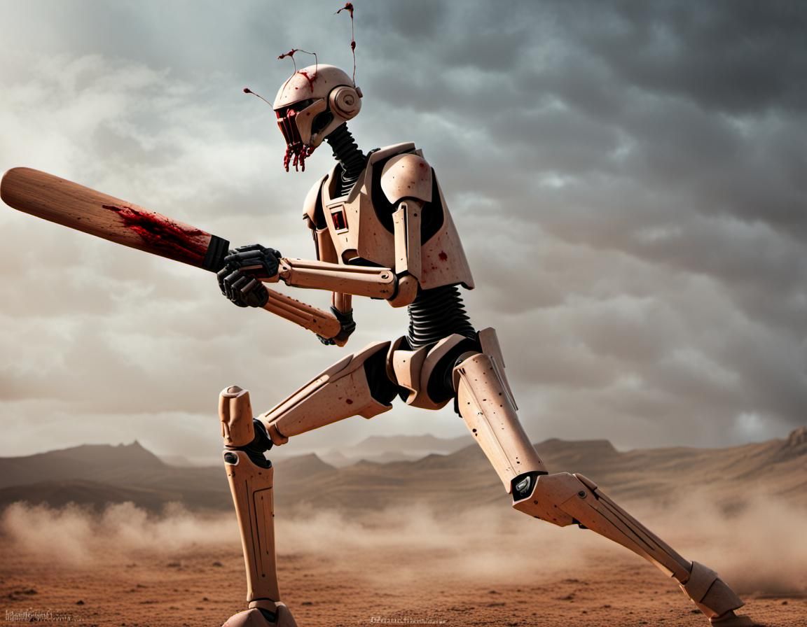 Horrifying Sci-Fi Battle Droid in Space