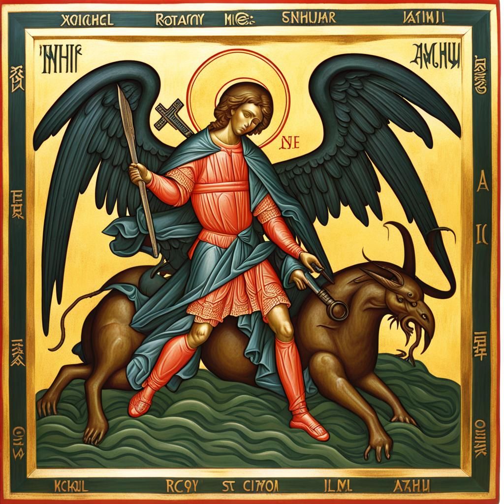 St. Michael Slaying Cthulhu: Religious Icon Art
