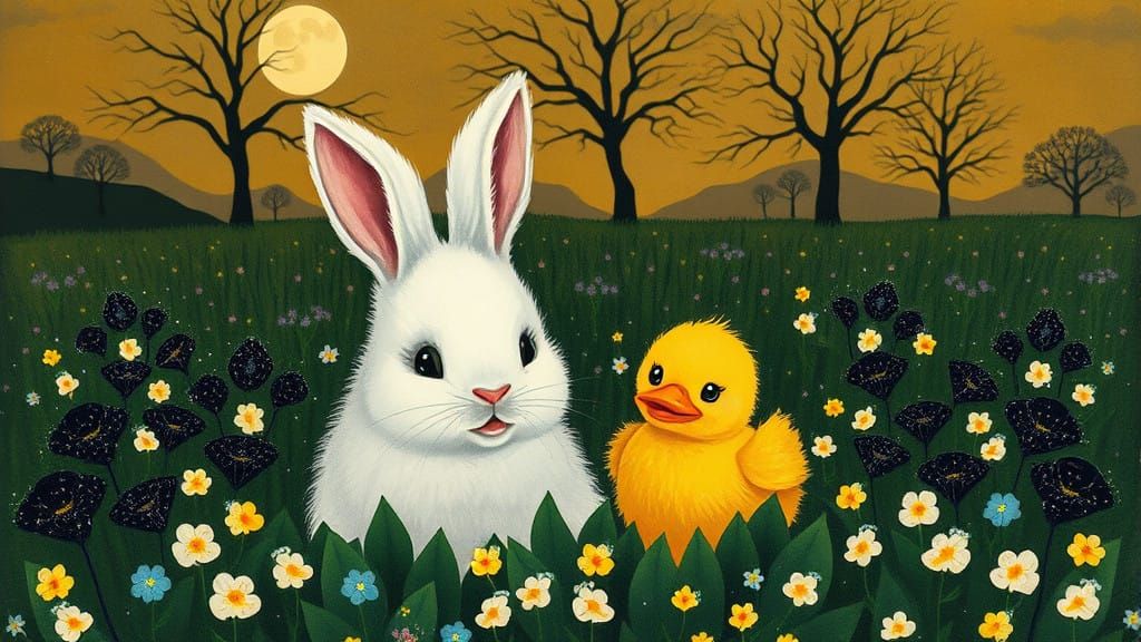 Vibrant Whimsical Scene in Superflat Style