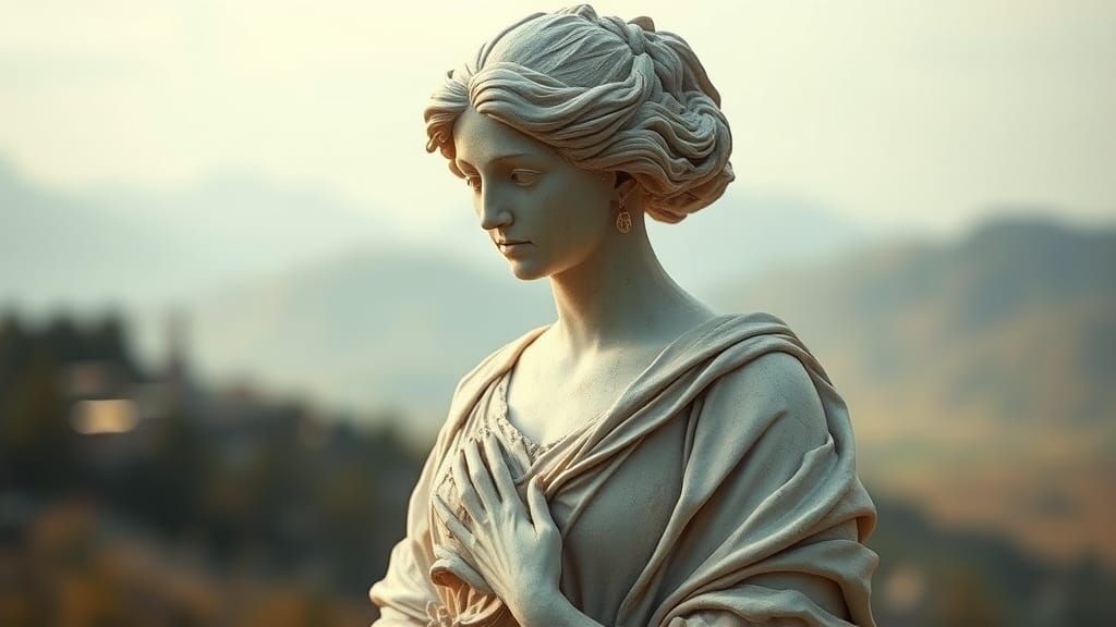 Renaissance Sculpture in Double Exposure Style