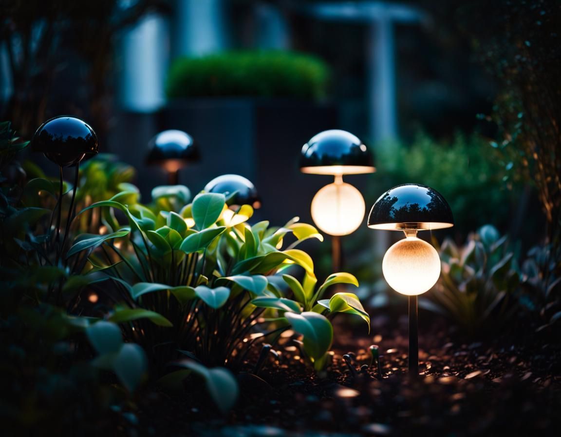 Futuristic Plant Lamps Light a Dark Garden