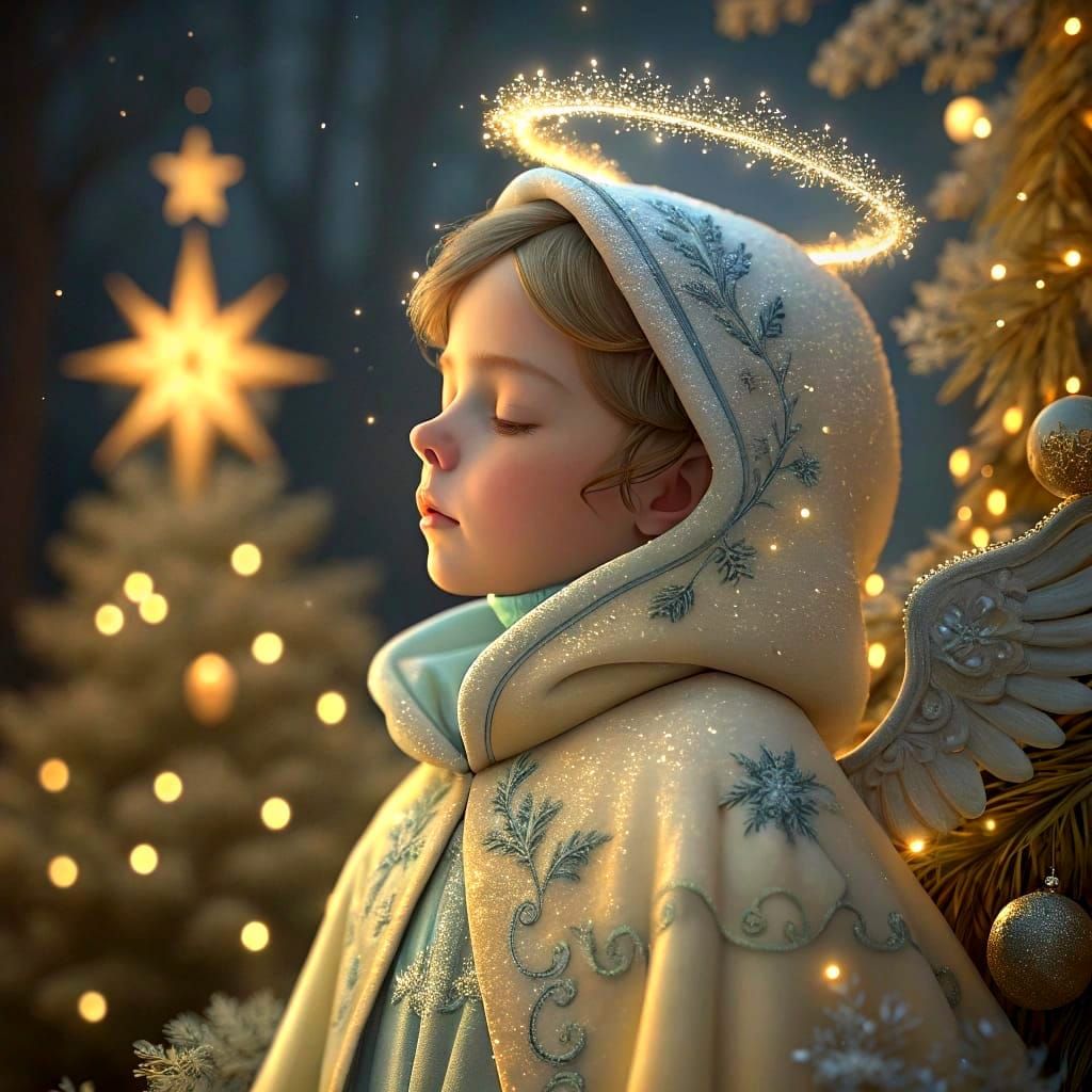 Christmas Child Radiates Peaceful Wonder