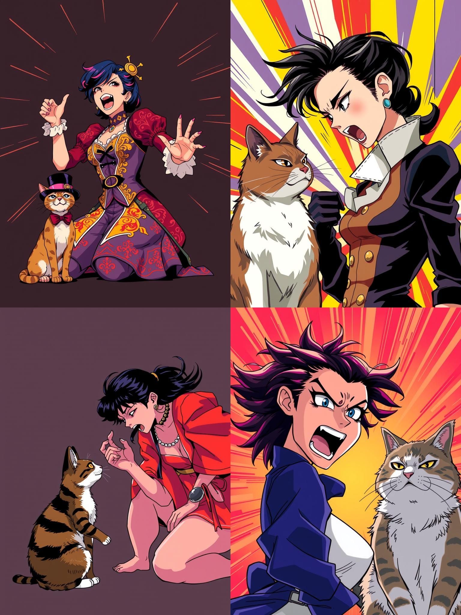 Woman Yelling at Cat in Anime Style