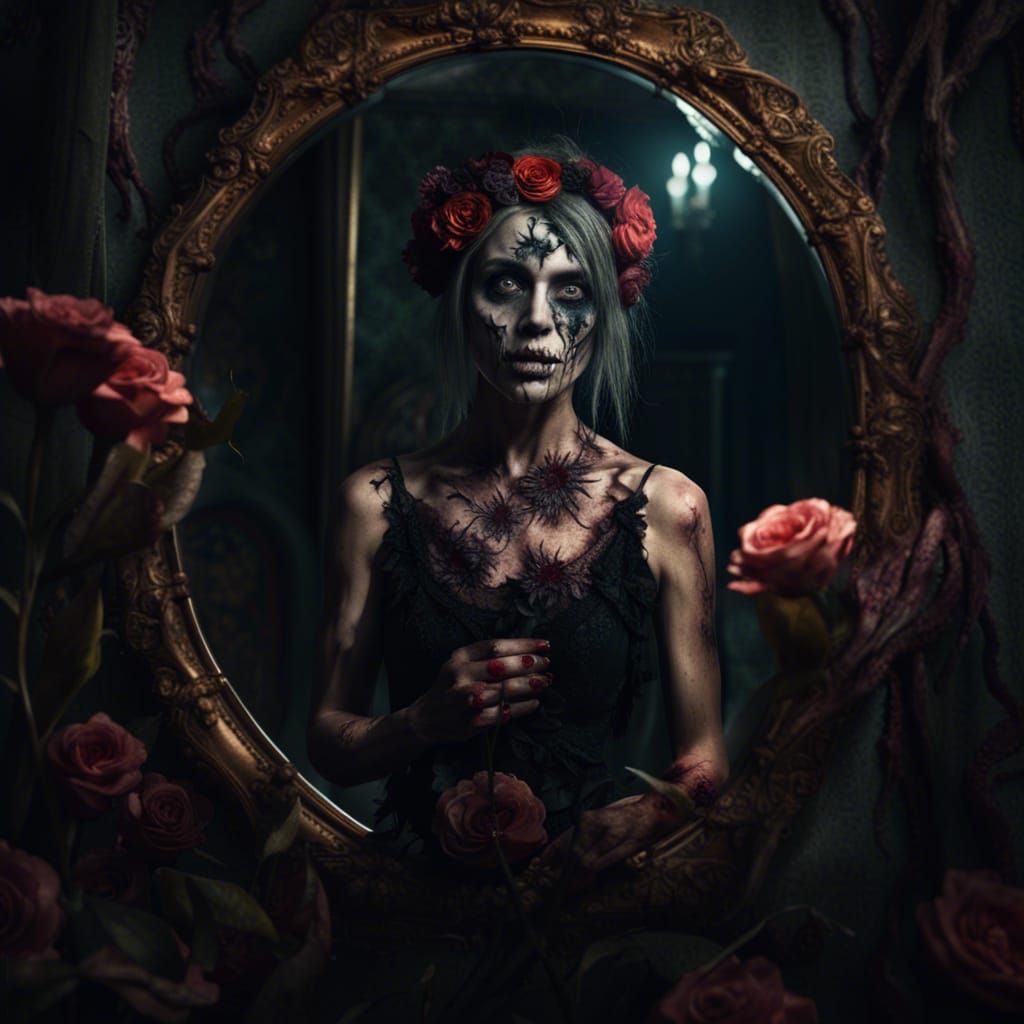 Zombie with Thorns Applies Makeup: Digital Matte Painting