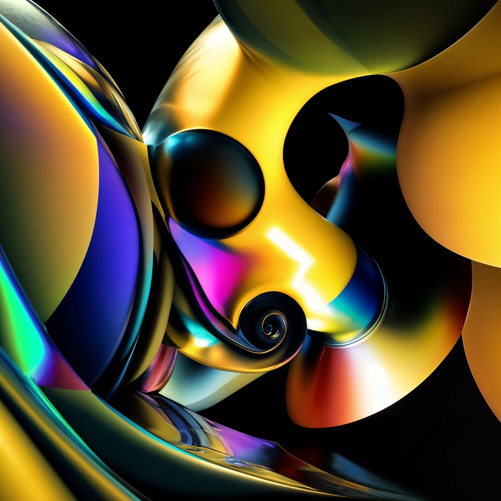 Geometric Abstract in 3D Render with Japanese Background