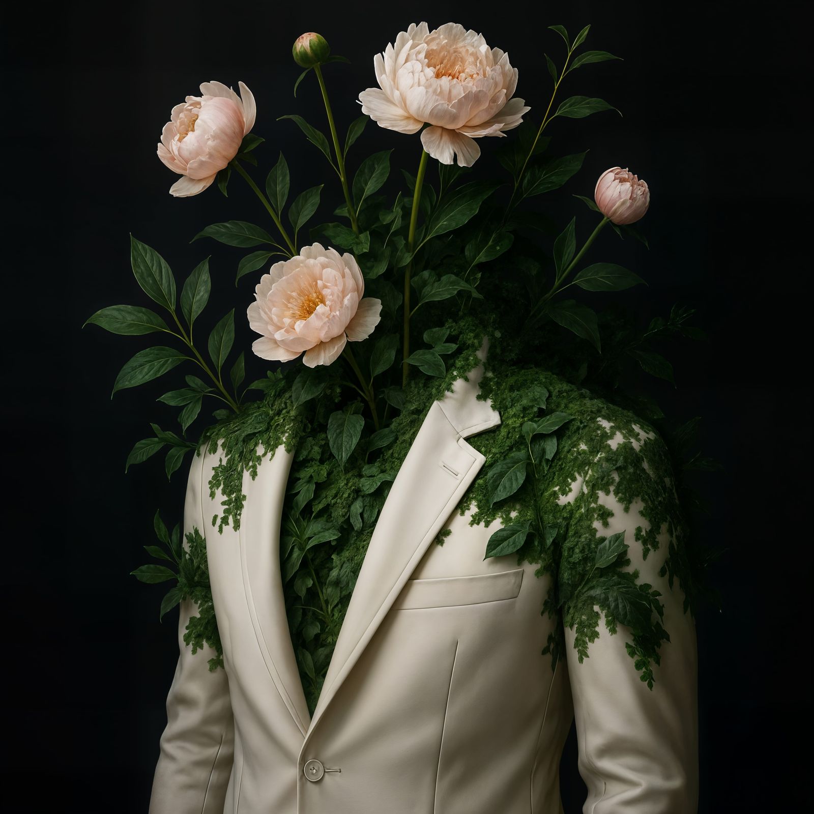 Figure in Flowers Emerging from a Suit