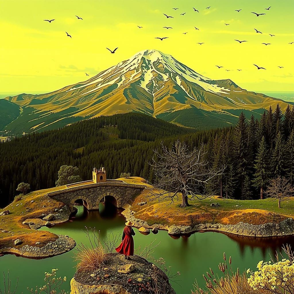 Ethereal Masterpiece in Vibrant Triadic Hues