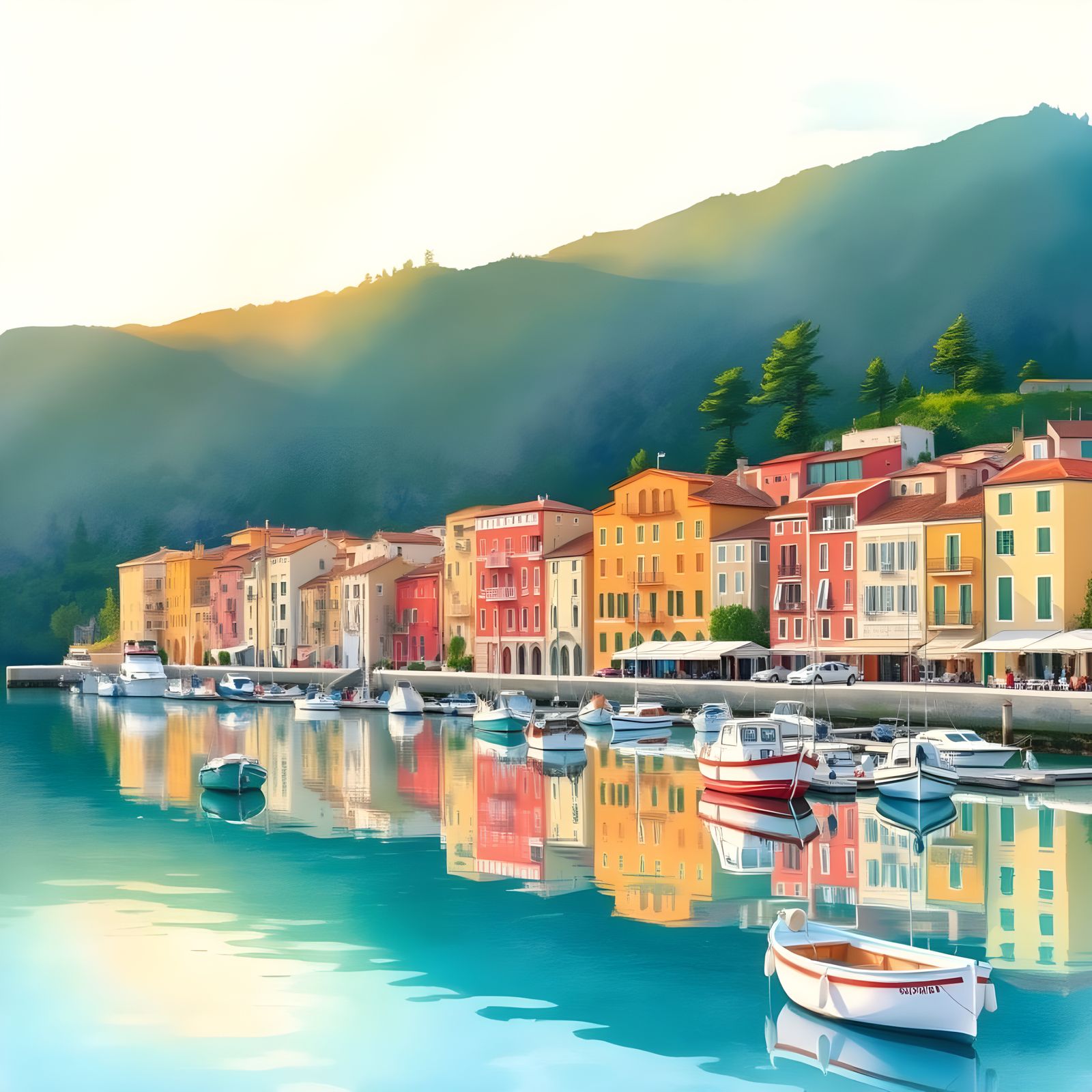 Porto Ercole, Tuscany: Watercolour Painting at Golden Hour