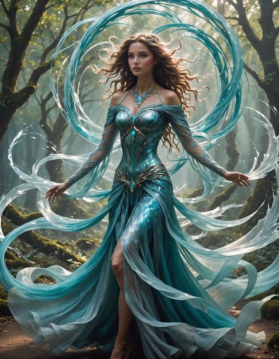 Radiant Wind Elemental Woman Rises From Vortex