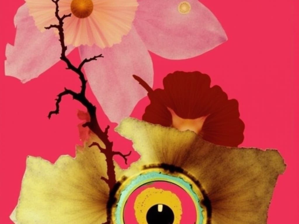Collaged Foliage and Flowers in Photogram Style