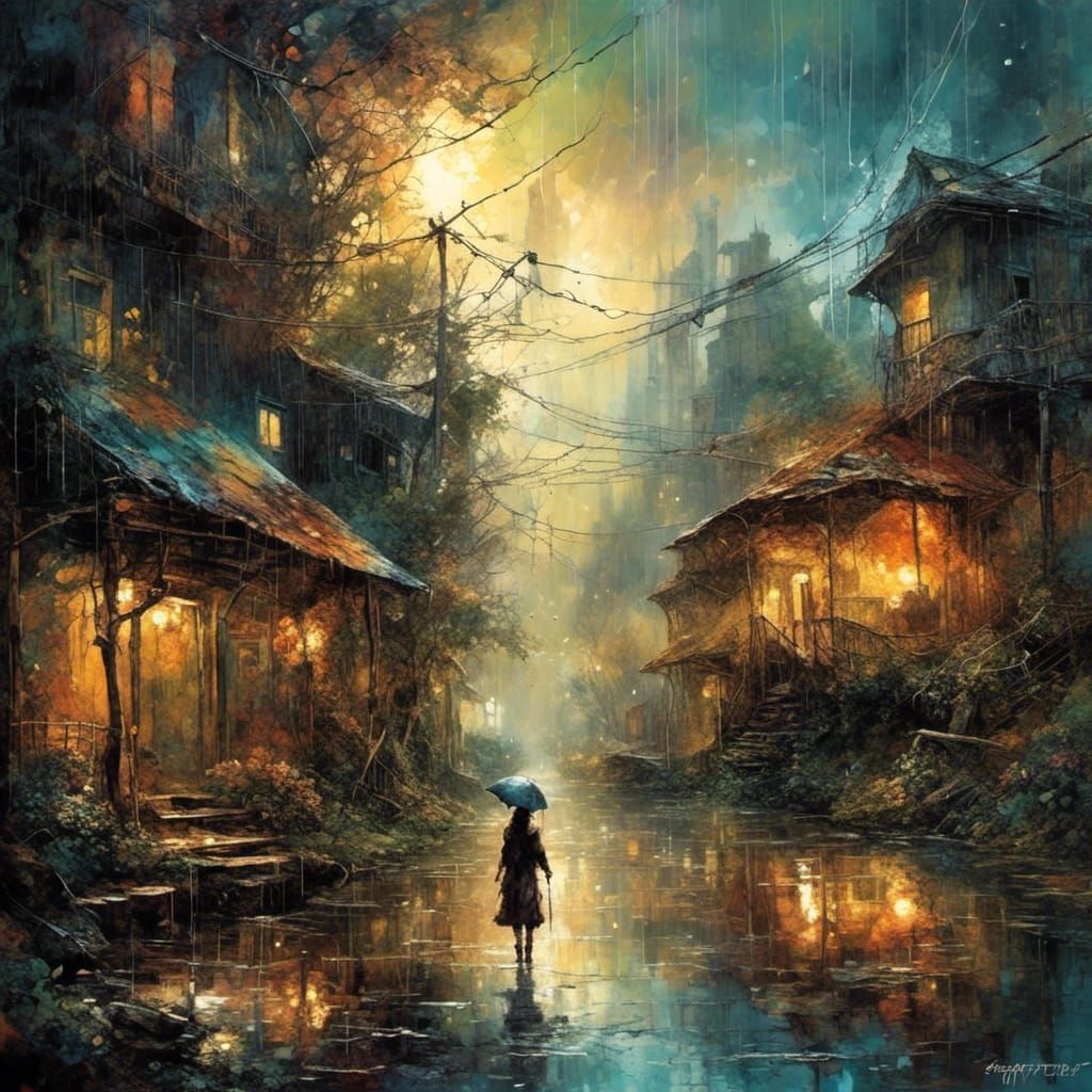 Bright Post-Apocalyptic Wonderland in the Rain