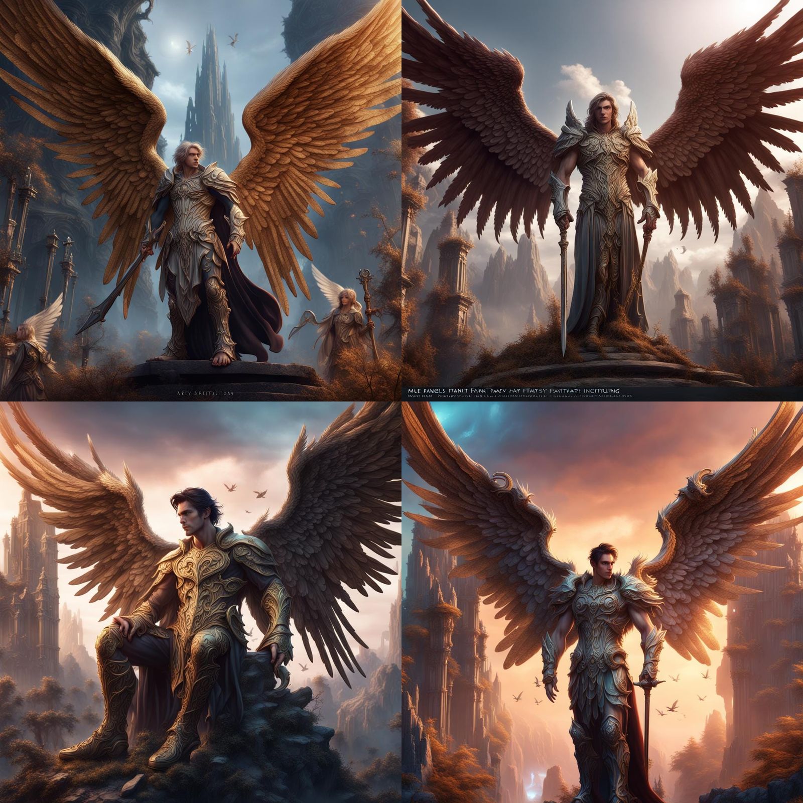 Fantastical Male Angels in Detailed Matte Painting