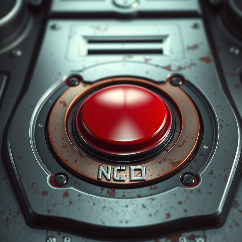 A single big red button in a console -lettering 'NO'