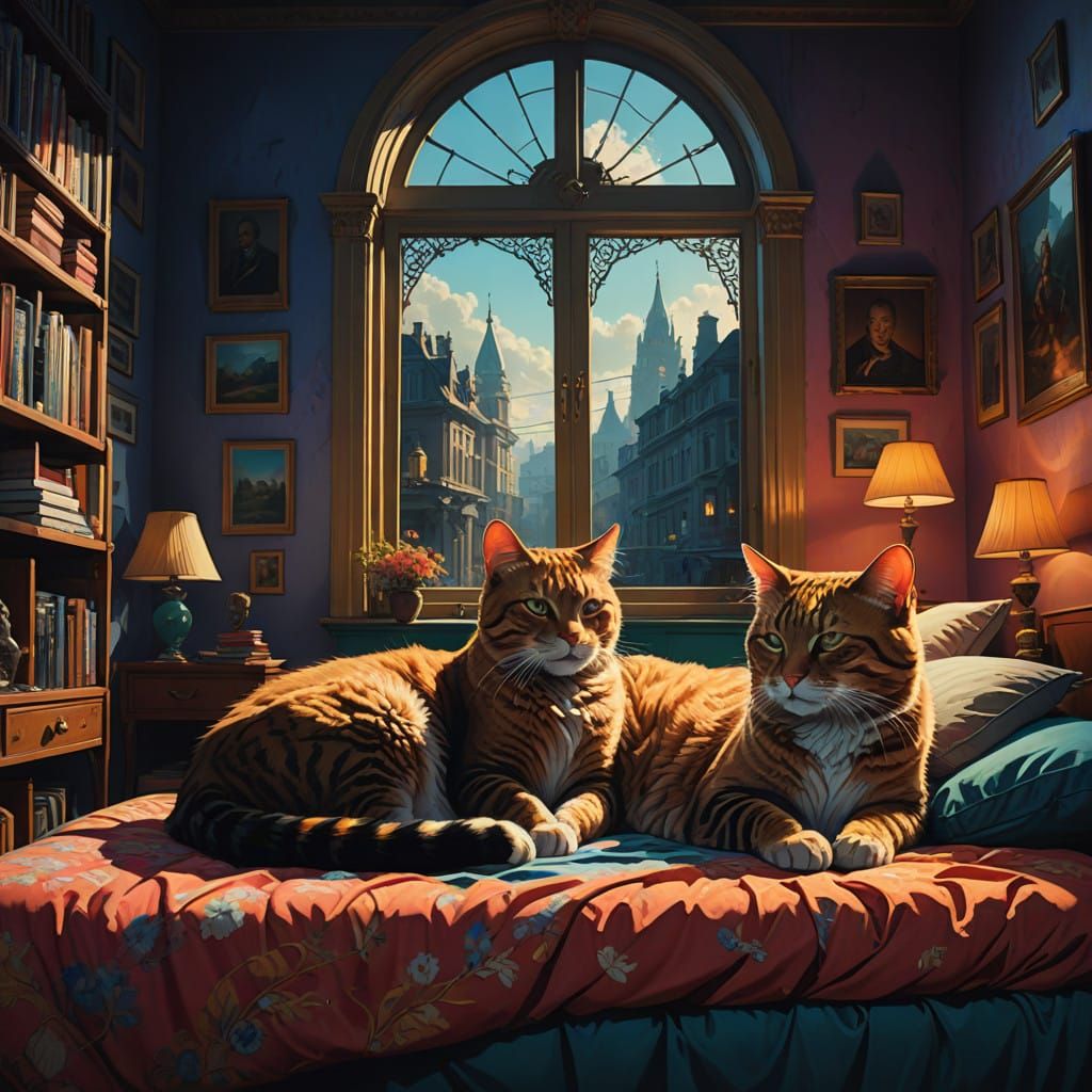 Cats in a Golden Hour Glow