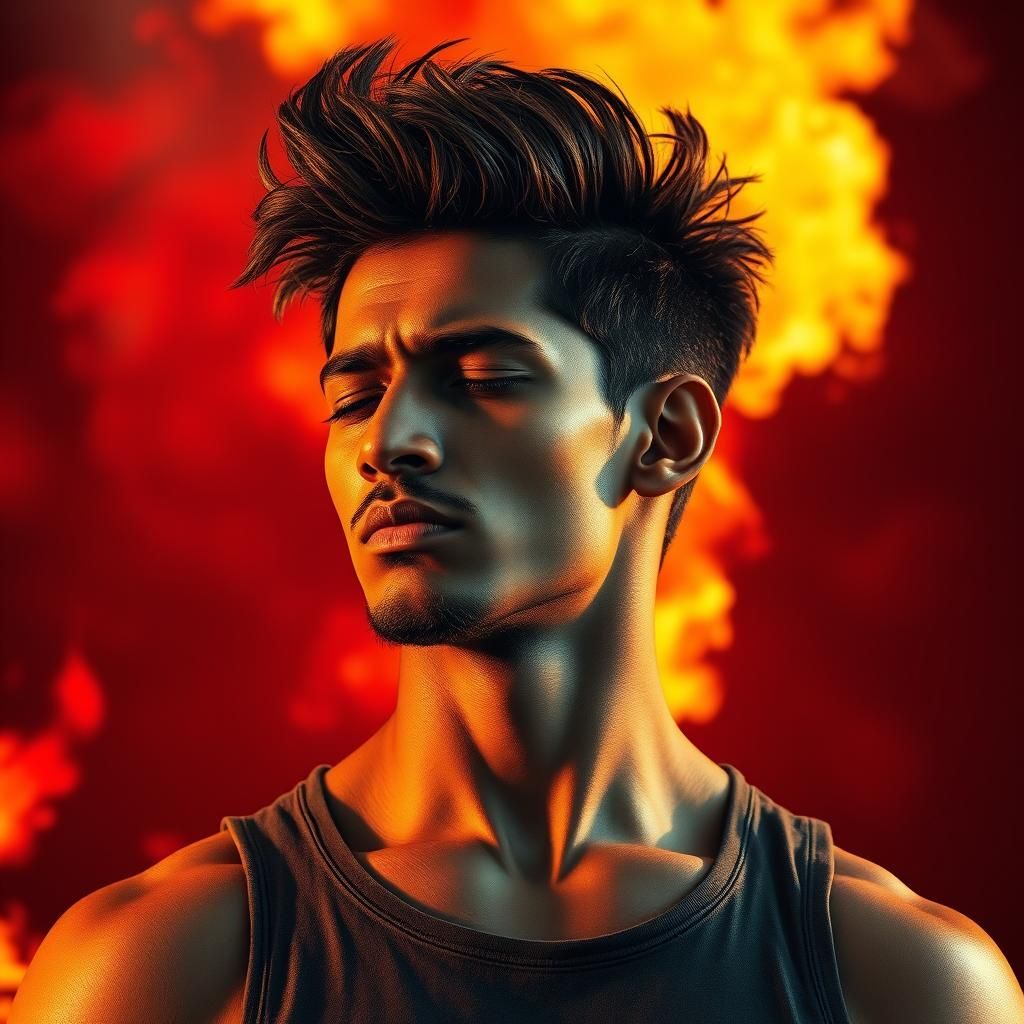 Fiery Portrait of a Tired Indian Male Model