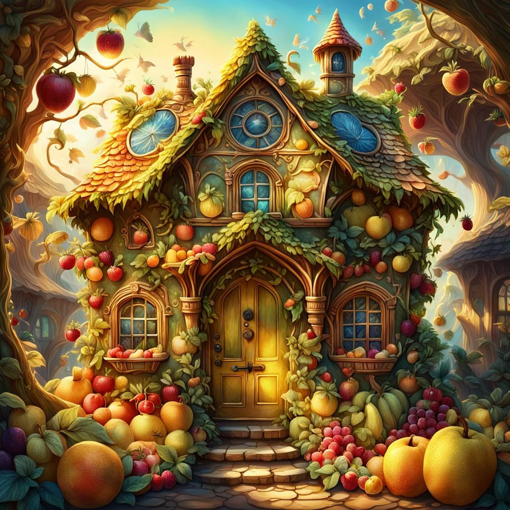 Vibrant Fruit House Whimsy