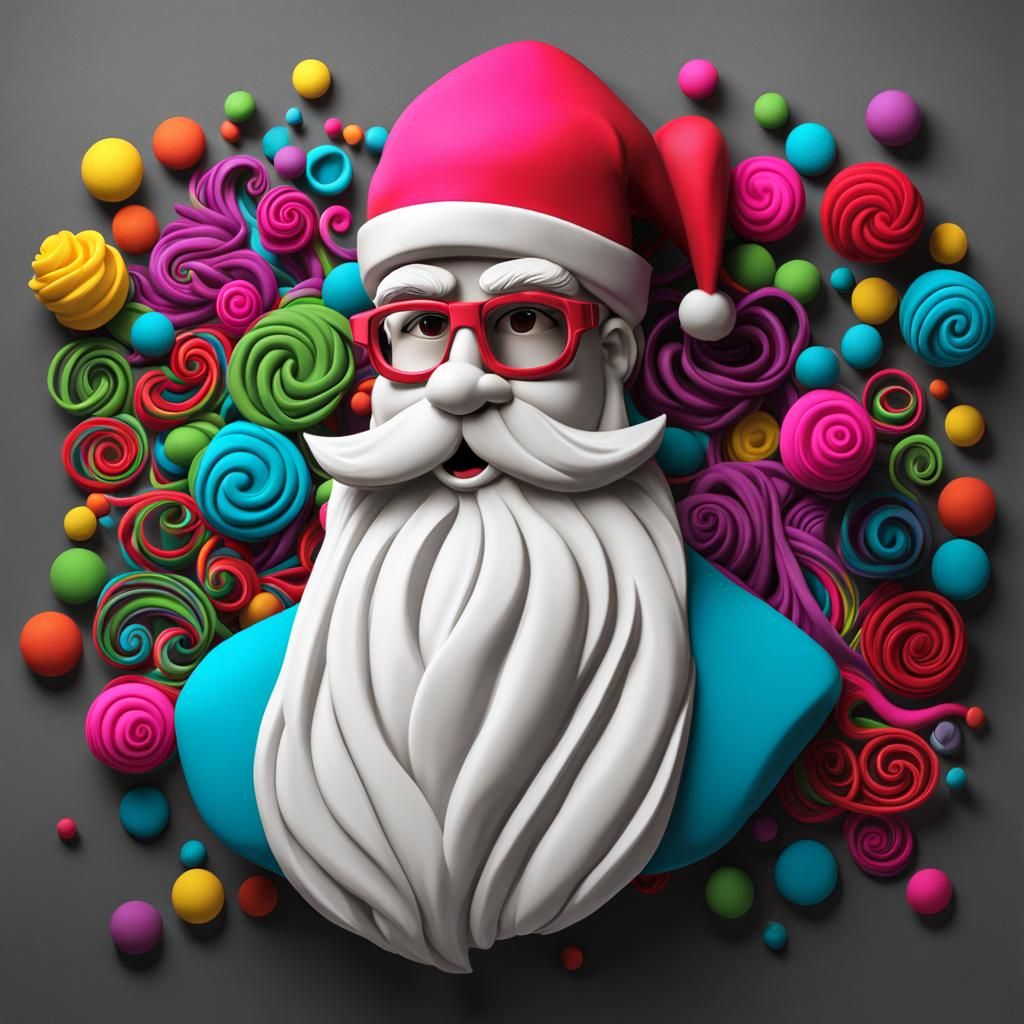 Playful Colorful Santa Claus Graffiti Architecture 3D Render