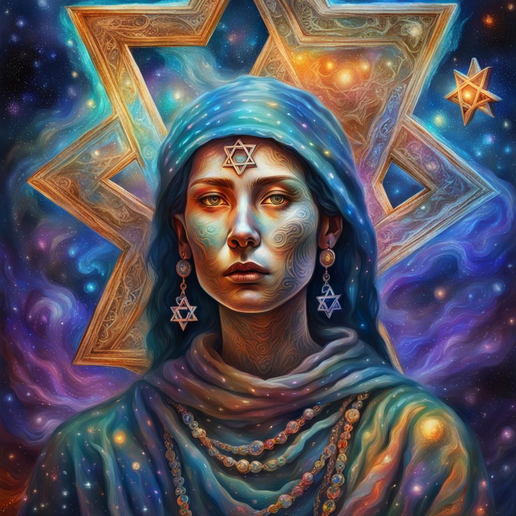 Ghost Woman in War: Holographic Astral Illustration