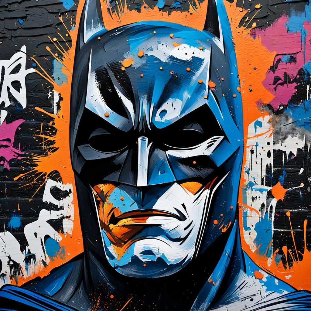 Batman Neo-Expressionist Street Art in Mixed Media