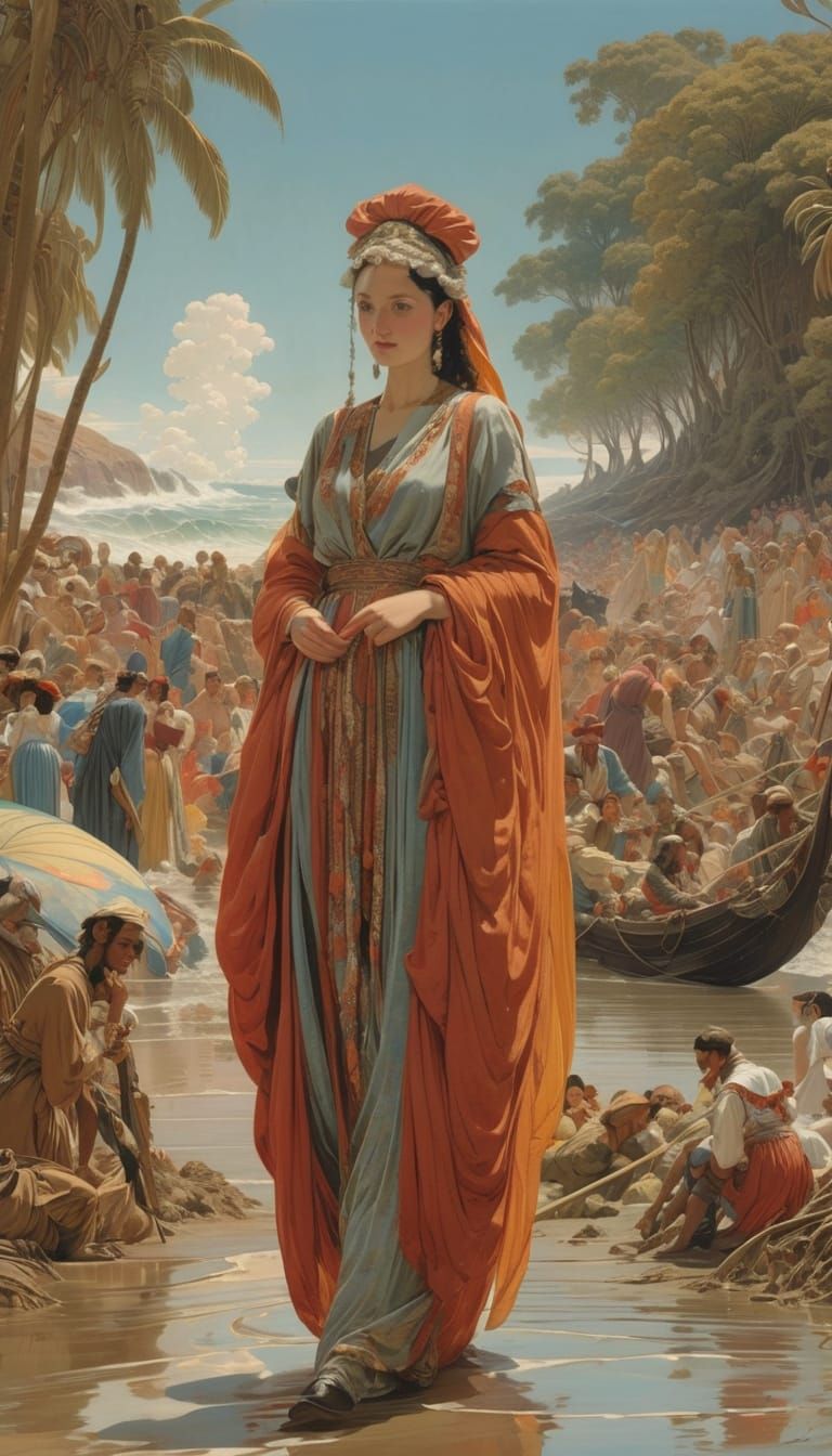 Enigmatic Fairy Beach Scene with Tiny Detail