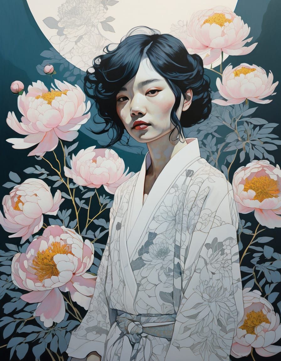 Surreal Peony Blooms in Vibrant Light