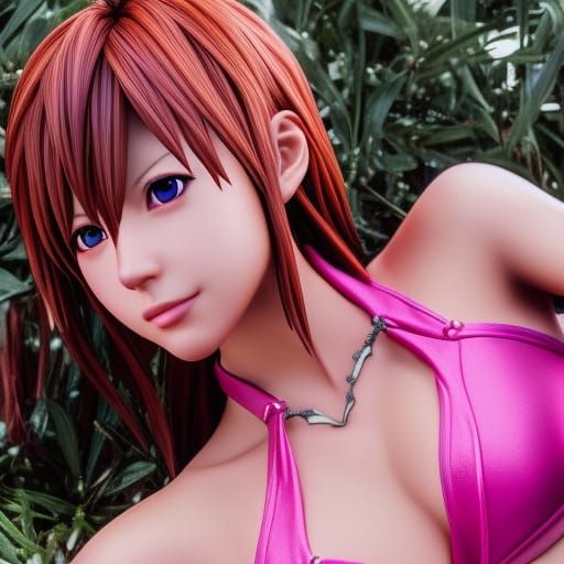 Kingdom Hearts Kairi in Pink Bikini: Photorealistic Close-Up