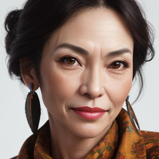 Expressive Portrait of a Beautiful Woman with Asian Features