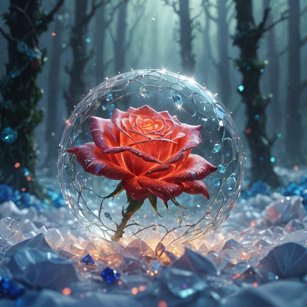 Glowing Crystal Roses in Fantasy Concept Art