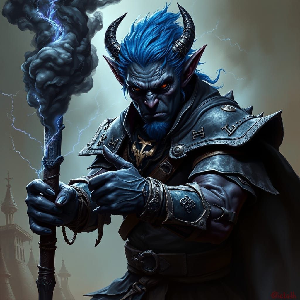 Dark War Mage Exudes Ominous Power in Dark Fantasy Realism