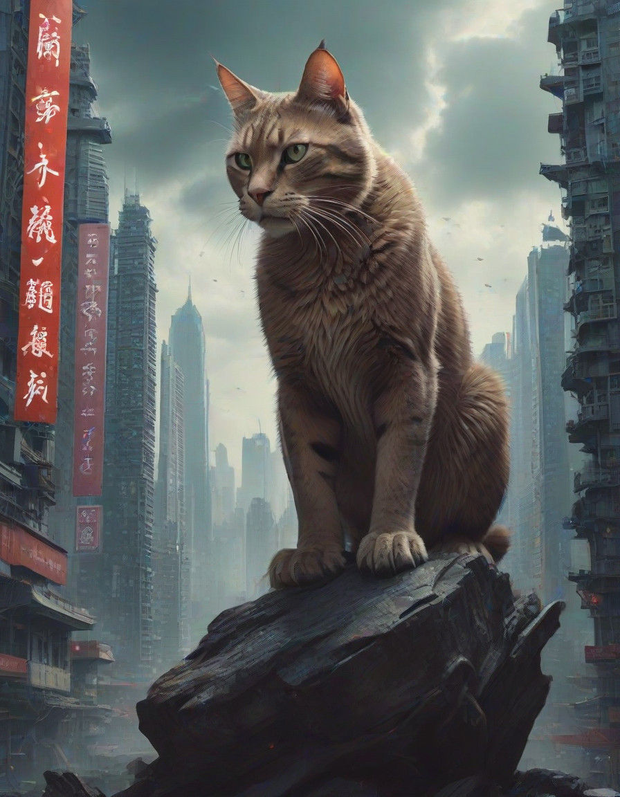 Epic Science Fiction Cover in Cyberpunk Style