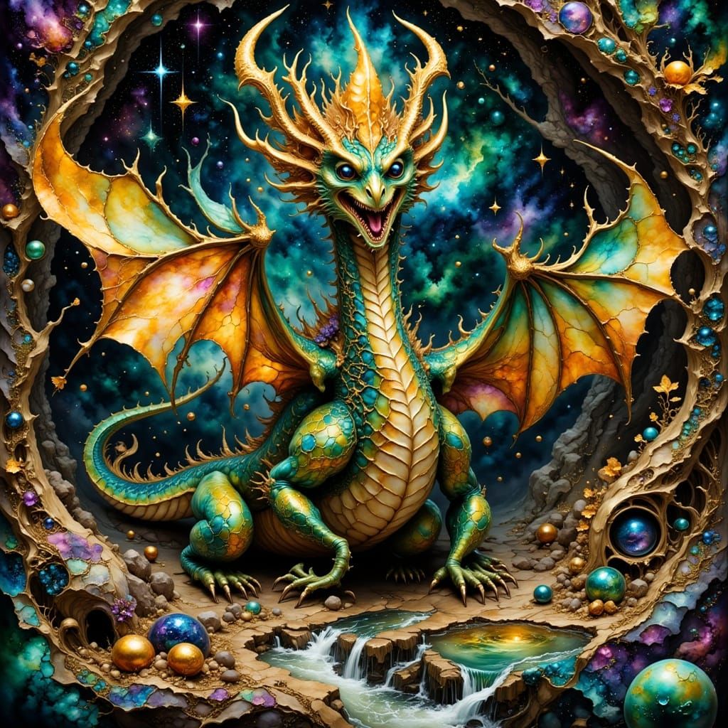 Fantasy Dragon Lair with Treasure Hoard