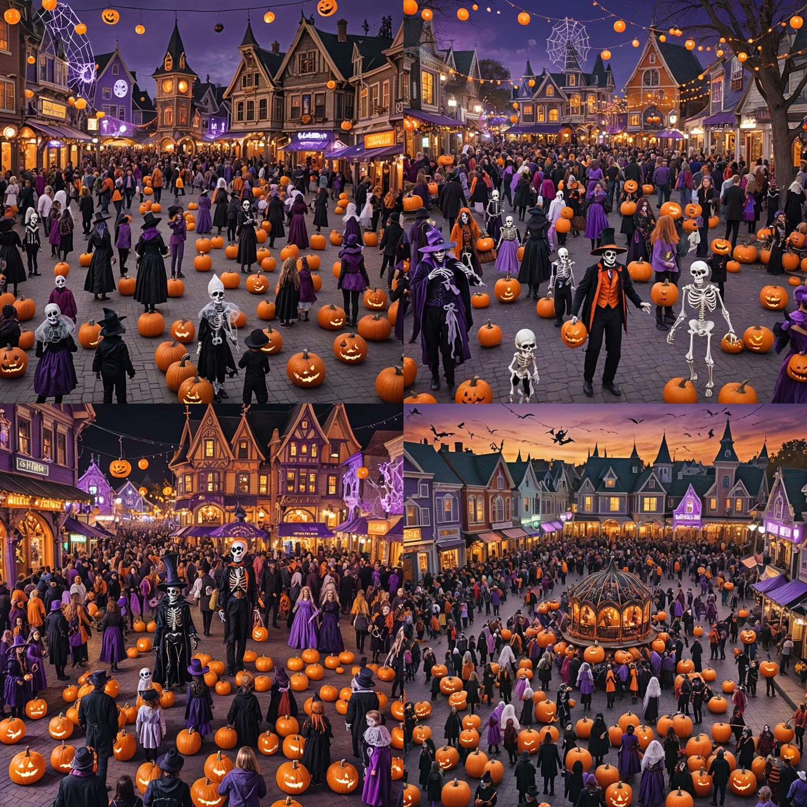 Halloween Festival in Town Square: 3D Digital Art