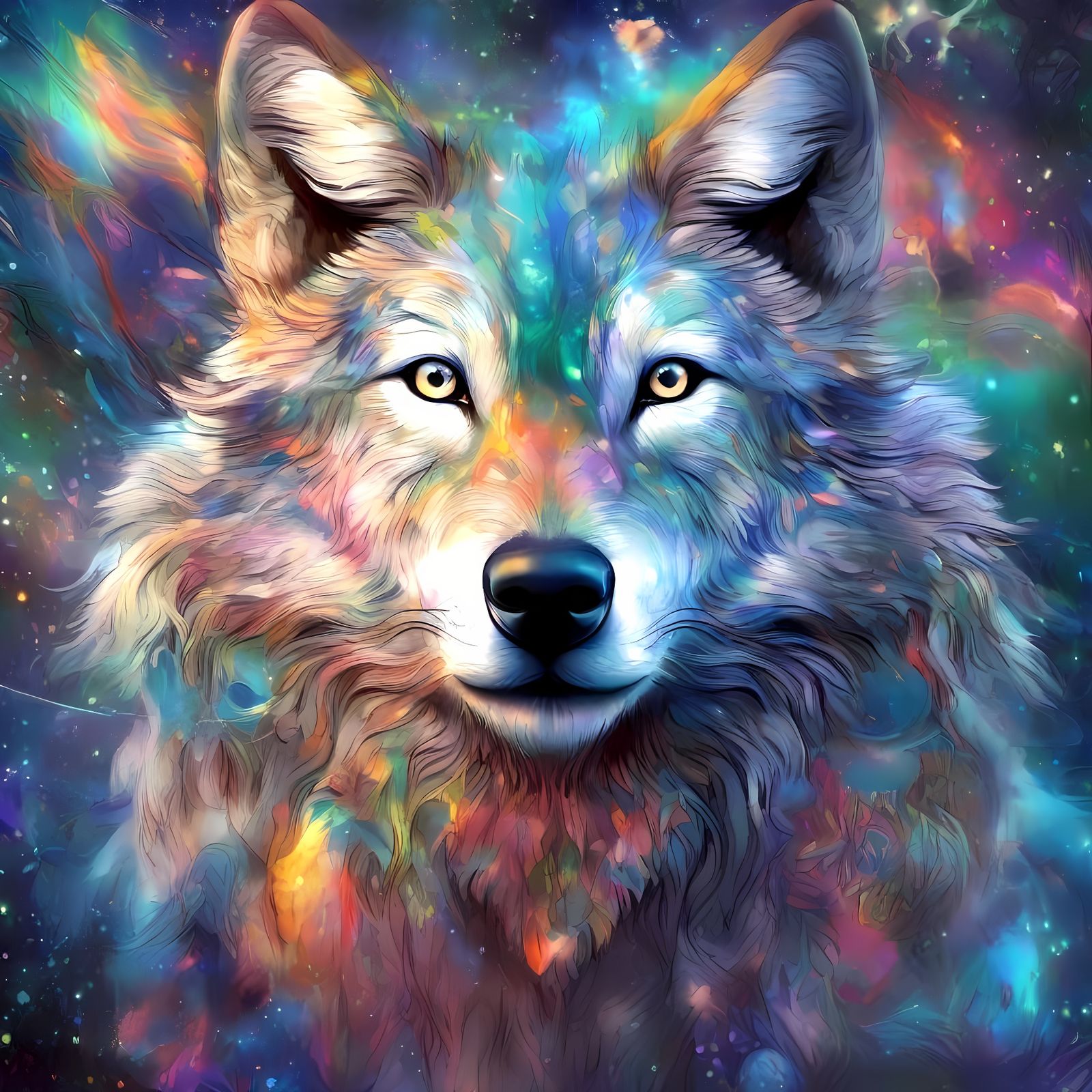 Wolf of Brazil Cosmic Totem in Abstract Astral Art