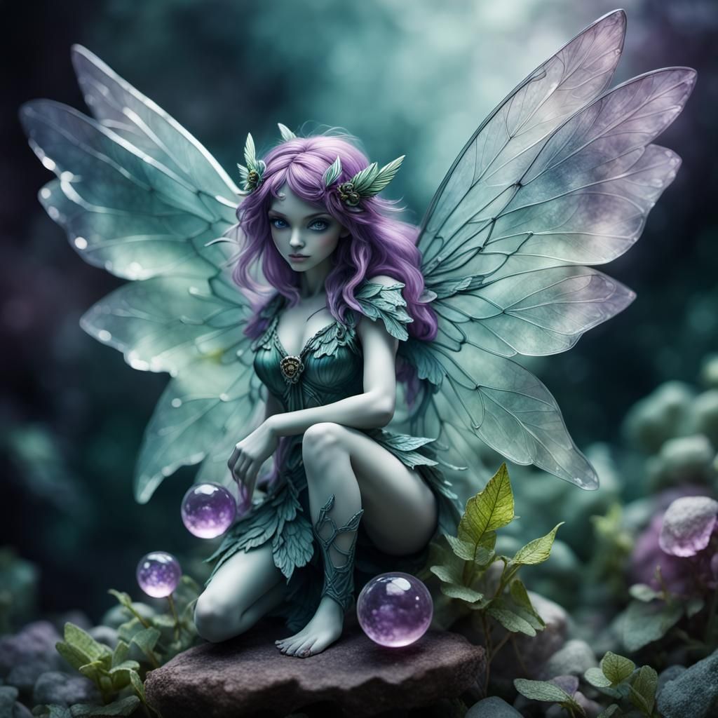 Fluorite Crystal Fairies with Large Wings