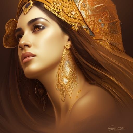 Stunning Arabian Queen Portrait in Hyperrealistic Style